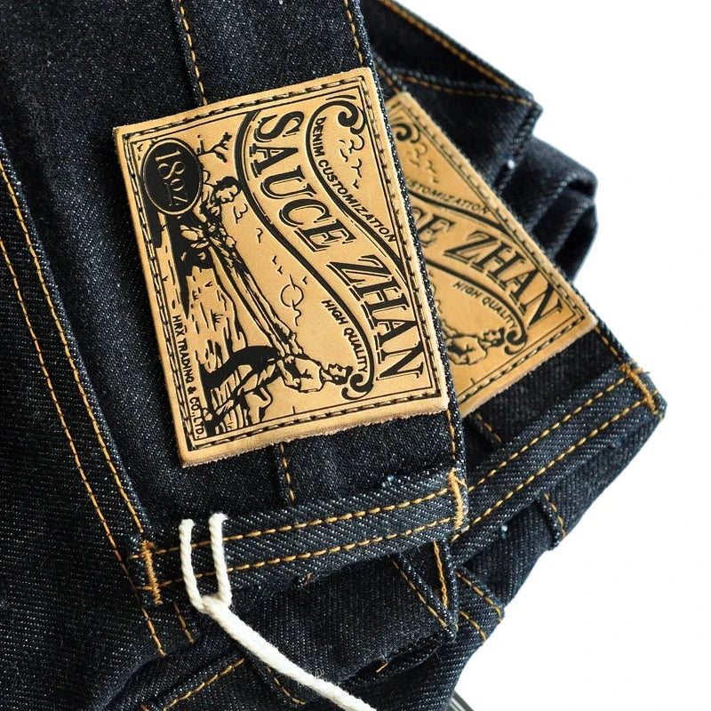 Men Jeans Denim Jeans for Men Taper Fit Selvedge Denim Raw Jeans Blue Jeans Thick 18 OZ Vintage
