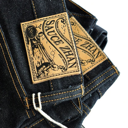 Men Jeans Denim Jeans for Men Taper Fit Selvedge Denim Raw Jeans Blue Jeans Thick 18 OZ Vintage