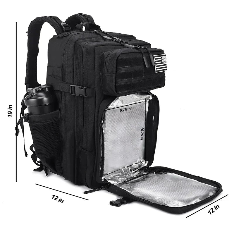 45L Meal Prep Management Backpack Gym Tactical Waterproof Insulated Lunch Cooler Bag Hiking Camping Travel Rucksack