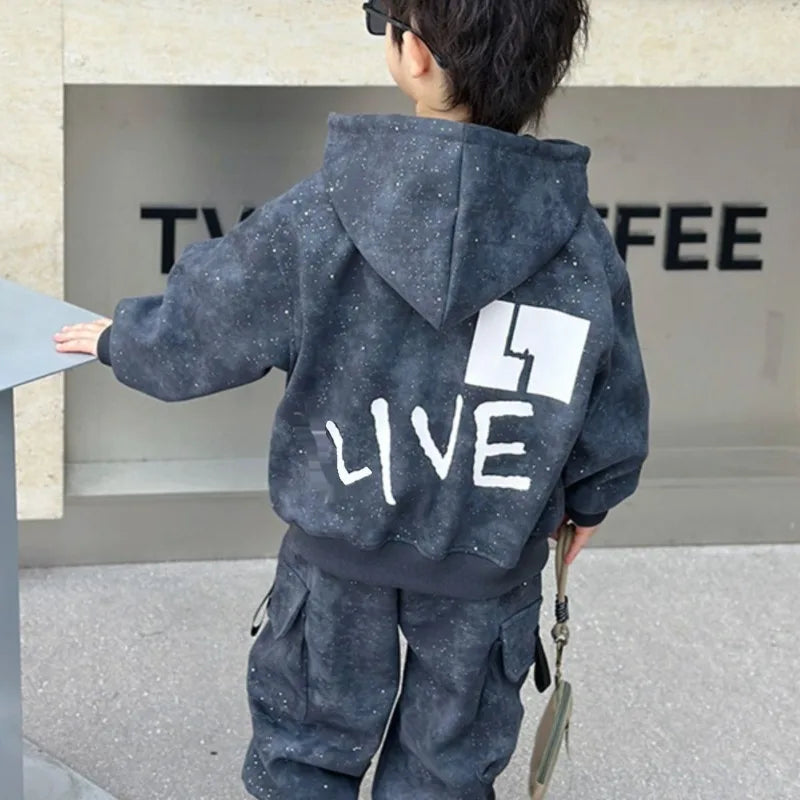 Hoodies Set Coat Children Autumn Winter Clothes Children's Clothing Boys Year Old Boy Kids Top Bottom Junior Boys' Costume 8 10