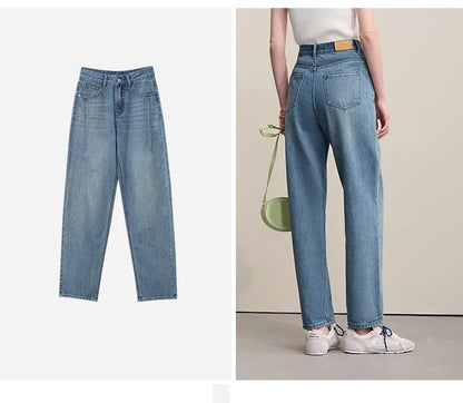 Straight-leg Pants 2026 Spring New Solid Color Casual Washed Denim Trousers Versatile Basic Cotton Women's Pants 12621040