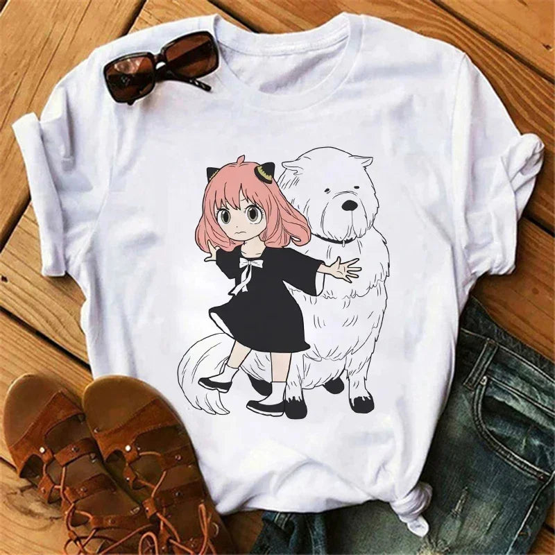 Anime Spy X Family T shirt Wommen Japanese Harajuku Fashion Short Sleeve T-shirts Summer Tops Kawaii O-Neck Women's T-shirt Top