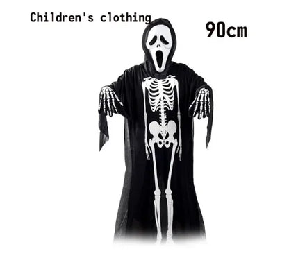 2026Halloween New Party Role Playing Children Adult Death Black Cloak Halloween Skull Ball Costume Prop Set Children Adult Gift