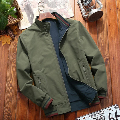 Varsity Jacket Men Windbreaker Double-sided Wear Jackets Men Baseball Jacket Hip Hop Streetwear Coat Solid Color