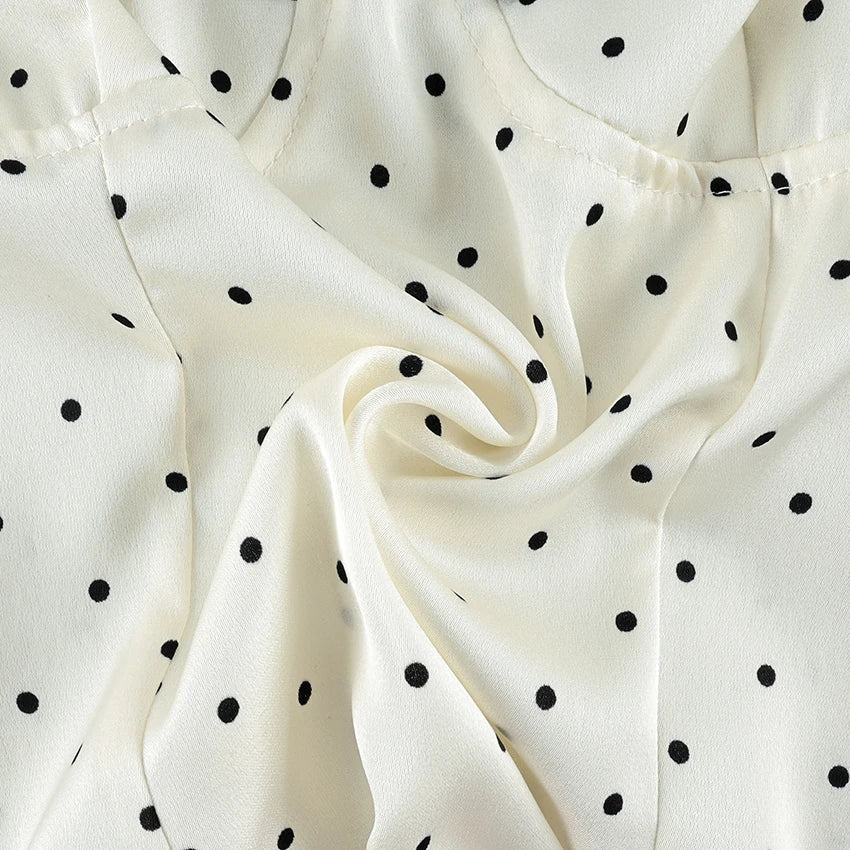 Vintage Polka Dot Square Collar Shirts Elegant Lace Puff Sleeve Woman Blouse 2026 Fashion Sexy Pullover Ladies Tops Spring