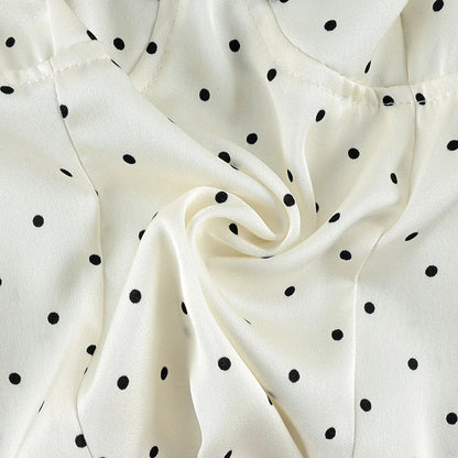 Vintage Polka Dot Square Collar Shirts Elegant Lace Puff Sleeve Woman Blouse 2026 Fashion Sexy Pullover Ladies Tops Spring