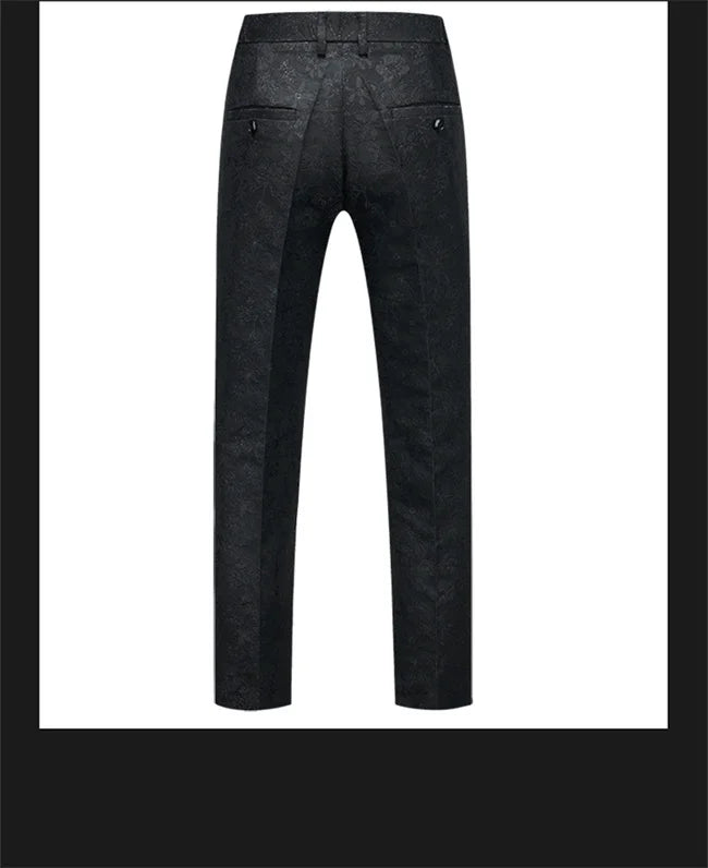 New Men Luxury Jacquard Suit Pants Fashion Wedding Party Groom Dress Trouser