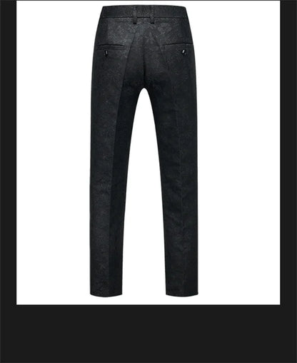 New Men Luxury Jacquard Suit Pants Fashion Wedding Party Groom Dress Trouser