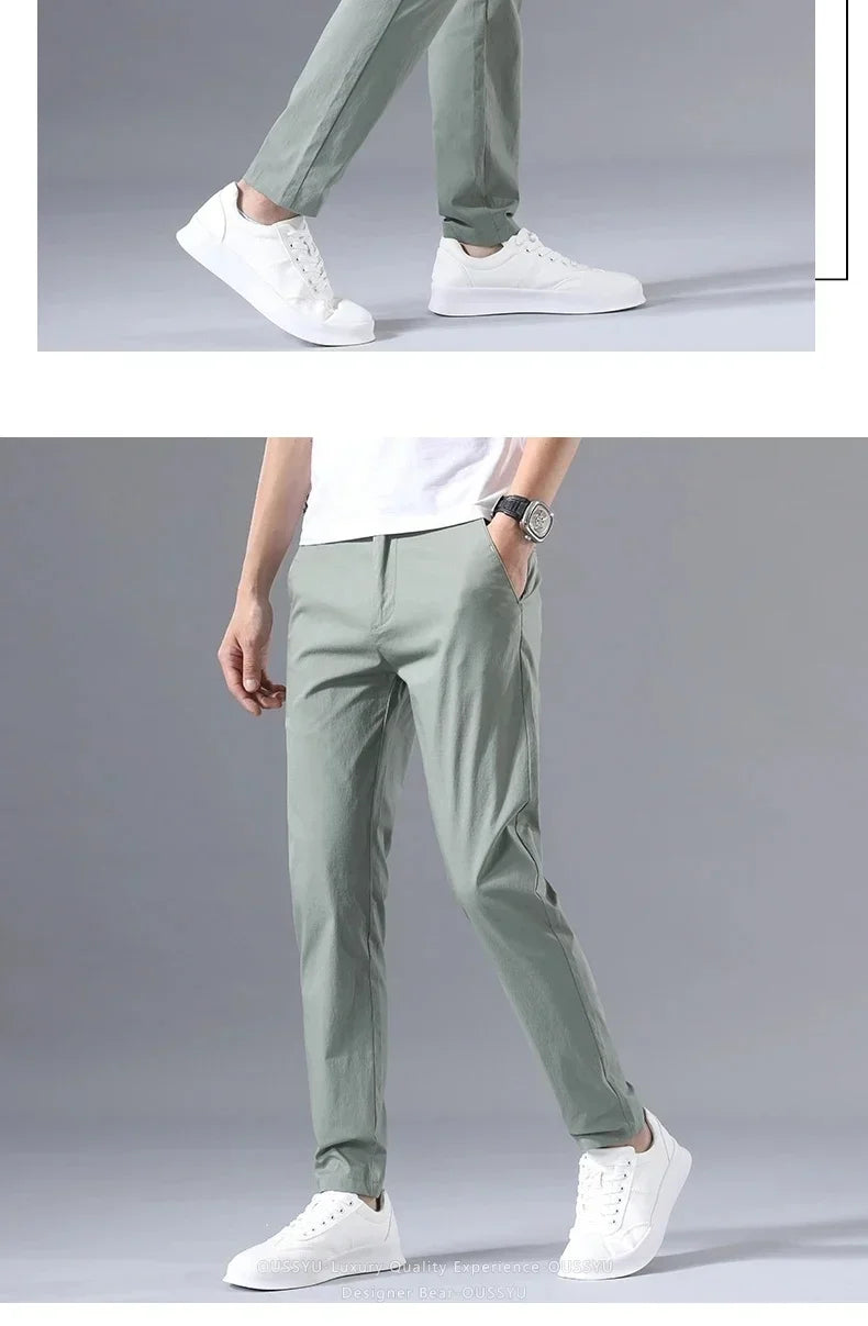 Summer Thin Slim Casual Pants Men Classic Business Cotton Stretch Golf Trousers Korean Male Clothing Work Khaki Chino Pants Man