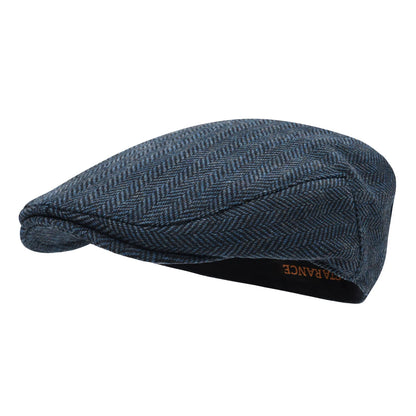 Men's Herringbone Flat Ivy Newsboy Hat Wool Blend Gatsby Cabbie Cap