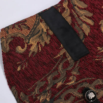 Man Suit Vest British Style Contrast Color Printed Male Waistcoat Retro Punk V-neck Single-breasted Sleeveless Men Vest