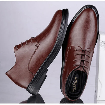 Men Dress Shoes Elevator Shoes Platform Breathable Casual Business Luxury Genuine Leather Soft Heightening Shoes 7CM Taller Male