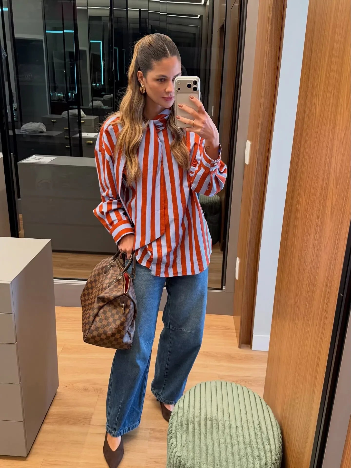 2026 New Women's Striped Shirt With Bow Tie Long Sleeve Loose Casual Blouse Female Fashion Tops