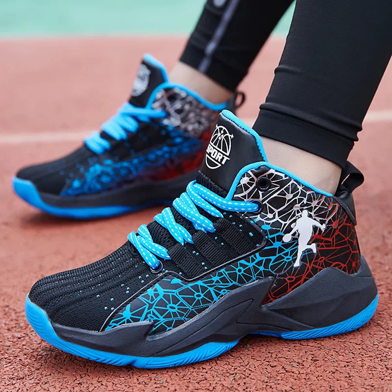 Boys Basketball Shoes Classic Kids Sneakers Fashion Tennis Kid Sport Shoes Outdoor Non-Slip Trainer Children School Basketball