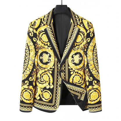 Mens Blazer Jacket Luxury Suit Floral Jacket Classic Peak Lapel Coat for Wedding Party Prom Costume Homme