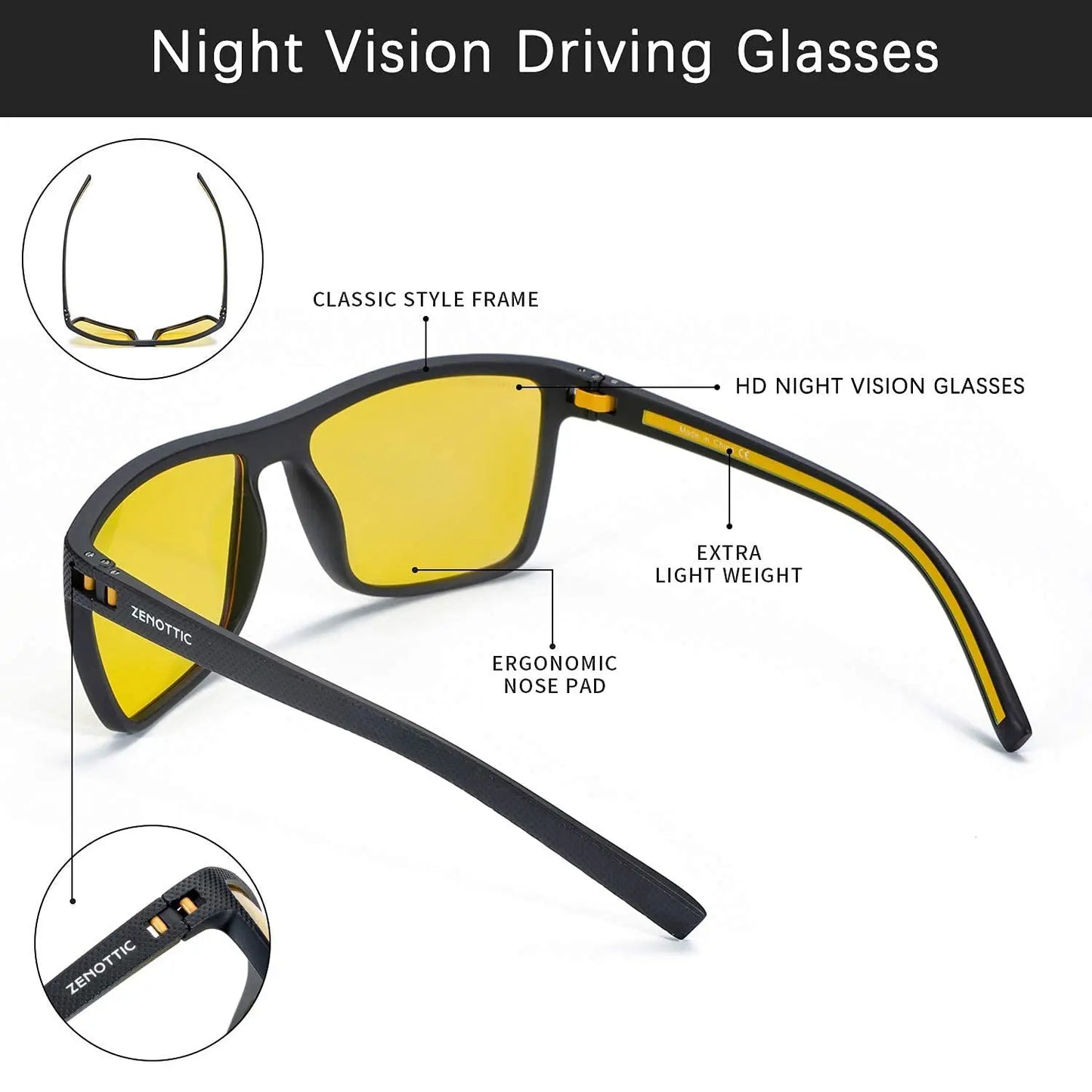 Polarized Sunglasses for Men Shades Lightweight TR90 Frame UV400 Protection Square Outdoor Trave Driving Sun Glasses