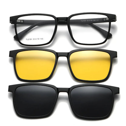 Flip-up Magnetic Clip-on Prescription Glasses Men Women TR90 Polarised Myopia Sunglasses Night Vision Reading Glasses 2191