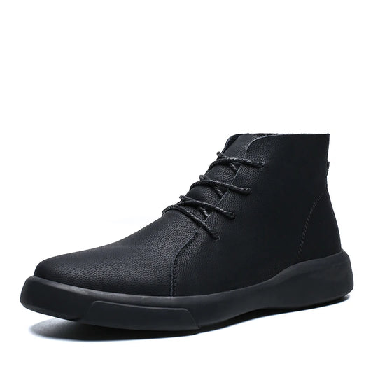 100% cowhide New large-sized men's boots Fashionable casual thick-soled breathable men's shoes Outdoor sports Chelsea boots