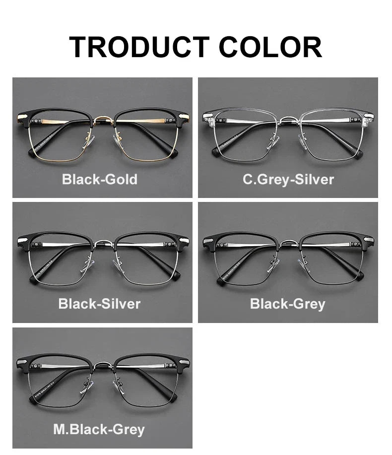 Classic Men's Square Frames Personalized Business Blue Light Blocking Can Be Customized Reading Glasses Myopic K002