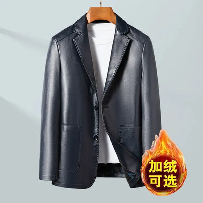 Casual Leather Suits, Genuine Leather Jackets, Men's Jackets, Sheepskin, Slimming, Large Sizes for Autumn and Winter