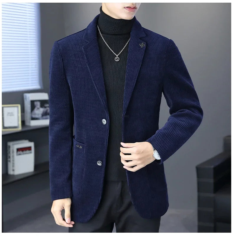 Blazer Boutique Men's Fashion Business Casual Solid Color Korean Version of The Trend Simple Casual Elite Party Gentleman Suit