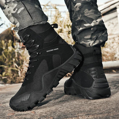 Outdoor High Top Mens Waterproof Fashion Platform Sneakers Ankle Botas Casual Shoes Combat Boots Male Black Large Size 47