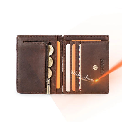 Magic Wallets Genuine Leather Men Slim Wallets RFID Card Holders Money Clip Ultra Thin Small Mini Wallets for Men Gift
