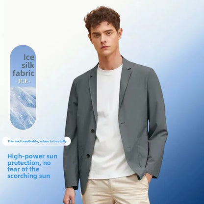 Summer Lightweight Sun Protection Blazer for Men - Stylish, Breathable, Casual, Icy Sensation, Lightweight, Silky Elastic Blazer