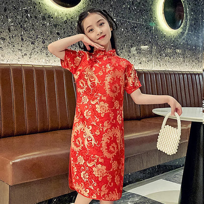 Fashion Children's Cheongsam Modern Girls Dresses Summer Baby Party Qipao Princess Clothing Chinese Style Girl Dress Vestidos