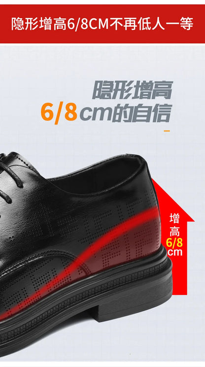 Spring Summer Increase Leather Shoes for Man Lace Designer Business Casual Shoes Male Fashion British Style Dress Shoe Man