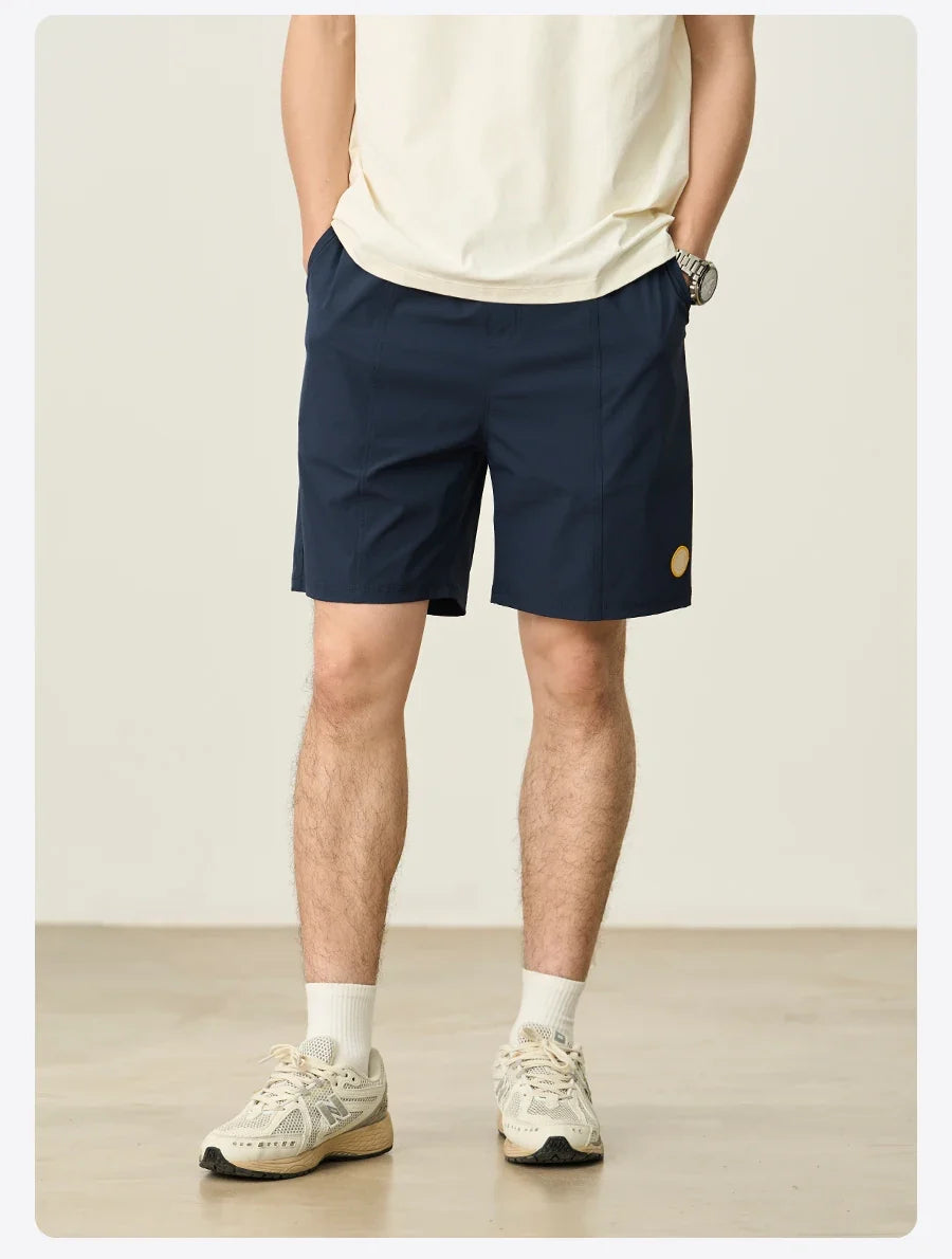 2025 Summer New 145gsm Elastic Fabric Beach Shorts Men Contrast Color Drawstring Athletic Shorts