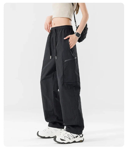 Hiking Women Pant Elastic Waist Waterproof Trouser Zippered Pockets Sport Pant Men Windproof Outdoor Cargo Pants Fishing Trouser