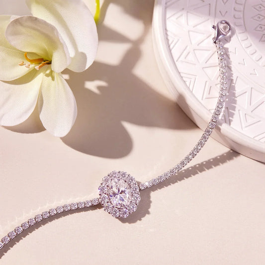 Bracelet de Tennis Moissanite 2CT 7X9mm pour Femme en Argent Sterling S925, Test Diamant Réussi, Poire Étincelante, Bijoux Fins, Cadeau