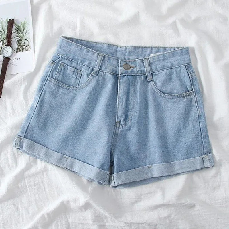 Summer Female Classic Korean Thin Jeans Women Fashion High Waist Short Pants Hot Sale Girls Casual Denim Shorts