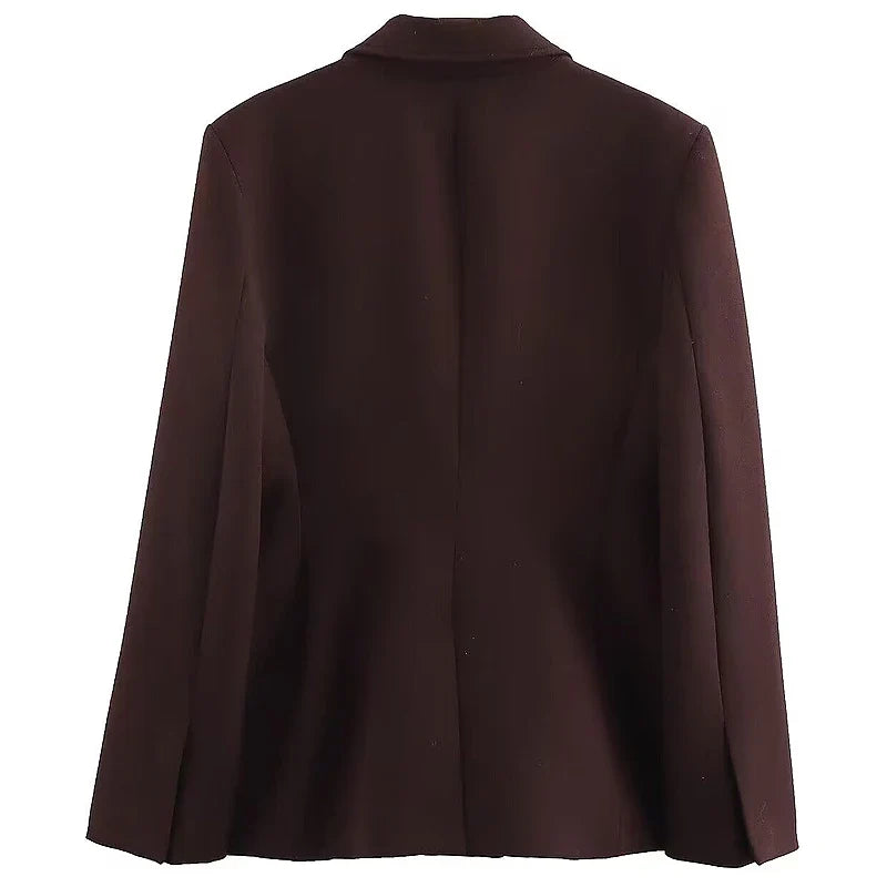 Women Elegant Blazer Chic Slim Lapel Long Sleeve Jackets 2025 Spring V Neck Buttons Cinch Waist Women's Jacket Office Lady Coat
