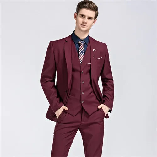2026 New Men's Suit 3-Pieces Set (Jacket+Pants+Vest) Wedding/Party/Office Coat and Vests Trousers, Asian Sizes M-5XL 6XL.
