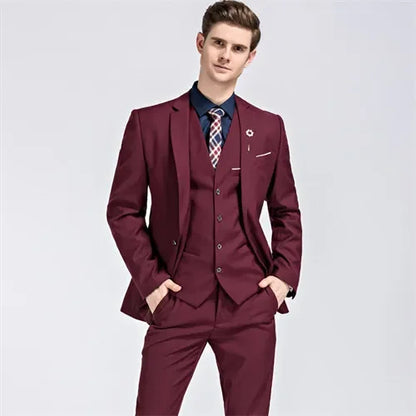 2026 New Men's Suit 3-Pieces Set (Jacket+Pants+Vest) Wedding/Party/Office Coat and Vests Trousers, Asian Sizes M-5XL 6XL.