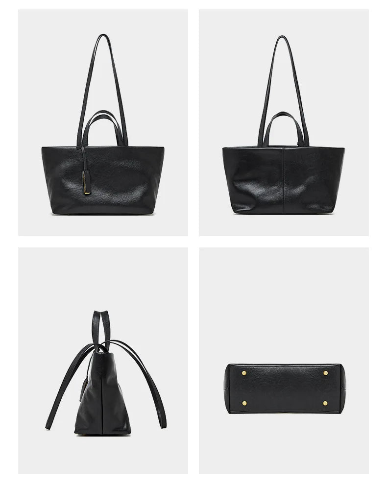 Luxury Women's Shoulder Bag Soft Leather Large Capacity Square Fashion Tote Bag Korean Fashionable Handbag Shopping Underarm Bag