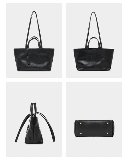 Luxury Women's Shoulder Bag Soft Leather Large Capacity Square Fashion Tote Bag Korean Fashionable Handbag Shopping Underarm Bag