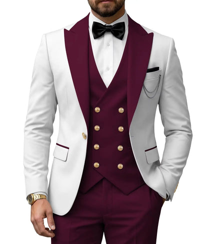 Men's 3 Piece Tuxedo Slim Fit for Men Tuxedo Suit Double Breasted  for Wedding Groom Business Tuxedos
