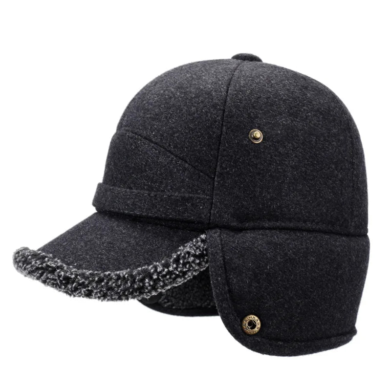 Autumn and Winter New Warm Lei Feng Hat Men's Father Outdoor Leisure Thickened in The Elderly Fleece Hat Baseball Cap Ear Cap