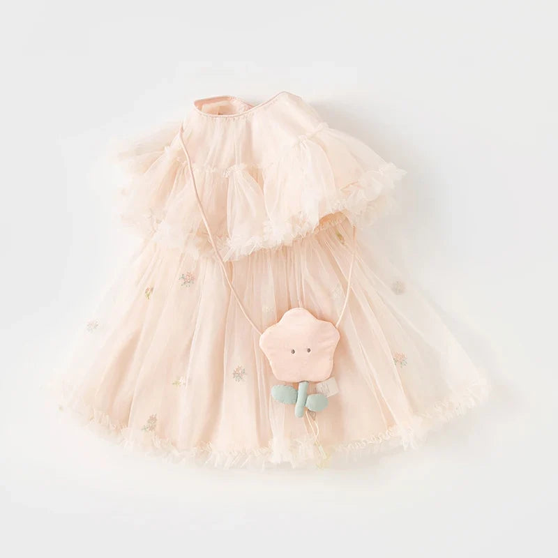Girl's Princess Dress 2025 New Summer Children's Baby Pink Mesh Wallet Fashion Cute Sweet Charm Party DB2240416