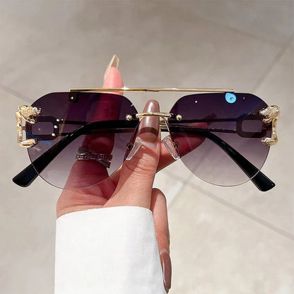 2023 Sunglasses Women Luxury Rimless Vintage Fashion Glasses Lunette Oversized Shades De Soleil Femme Gafas De Sol Mujer Lentes
