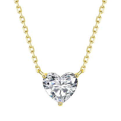 Certified 1-3Carat Heart Cut Moissanite Pendant Necklaces for Woman S925 Silver Plated 18k Gold Solitaire Lab Diamond Neckchain
