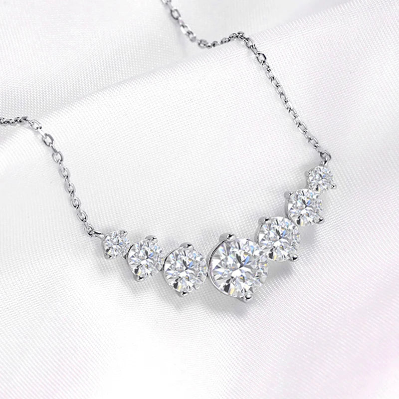 1.7-5CTTW All Moissanite Necklace for Women Smile Princesses Sparkling Diamond Pendant S925 Sterling Silver Plated PT950