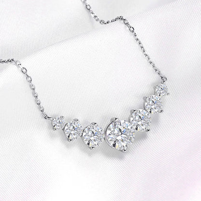 1.7-5CTTW All Moissanite Necklace for Women Smile Princesses Sparkling Diamond Pendant S925 Sterling Silver Plated PT950