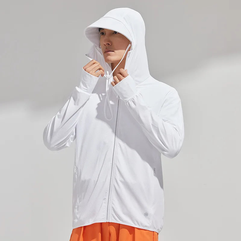 Men's Summer New Sunscreen Clothing Women's Large Brim UPF50 + UV Protection Ice Silk Sunscreen Clothing Outdoor Skin Clothing