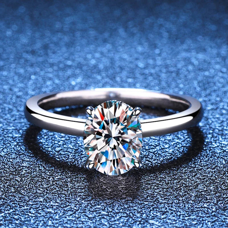 7x9mm 2ct Moissanite Ring S925 Sterling Silver Oval Cut Lab Diamond Wedding Rings for Women Engagement Promise Band Gift
