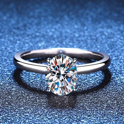 7x9mm 2ct Moissanite Ring S925 Sterling Silver Oval Cut Lab Diamond Wedding Rings for Women Engagement Promise Band Gift
