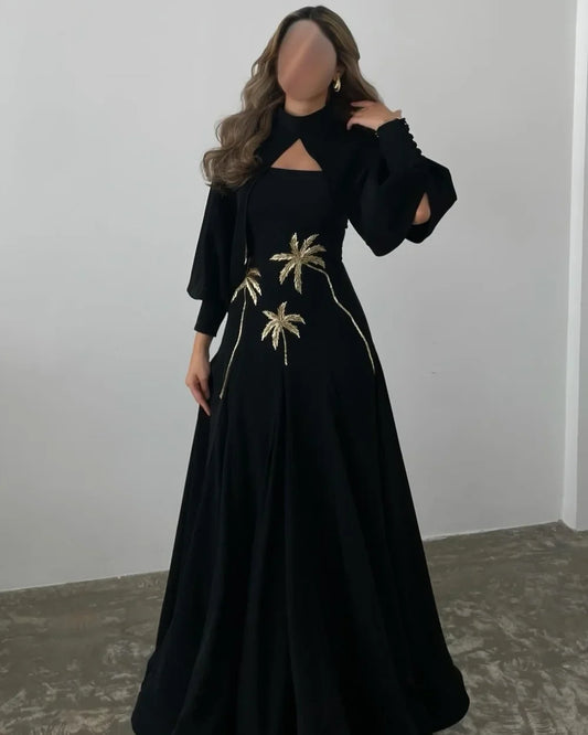 Customized Elegant Classic Jersey Sequined Pleat A-line High Collar Long Dresses Bespoke Occasion Dresses Sizes Available Formal